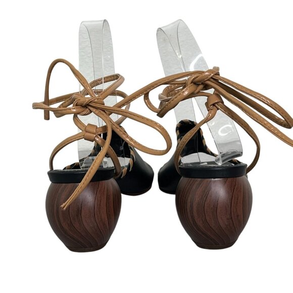 ✨ ALOHAS Black Kitty Leather Lace-Up Sandals - Size 38 (US 7) Sold Out! - Picture 12 of 15